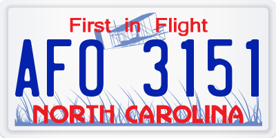 NC license plate AFO3151