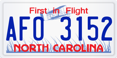 NC license plate AFO3152