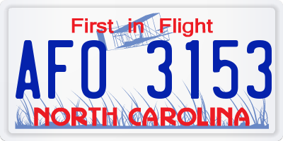 NC license plate AFO3153