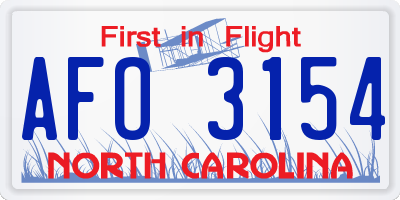 NC license plate AFO3154