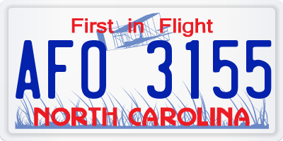 NC license plate AFO3155