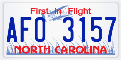 NC license plate AFO3157