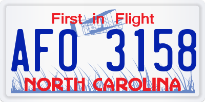 NC license plate AFO3158