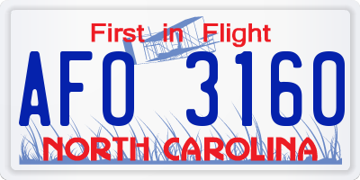 NC license plate AFO3160