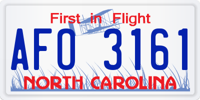 NC license plate AFO3161