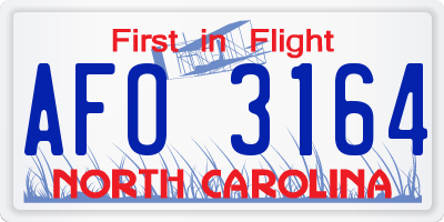 NC license plate AFO3164