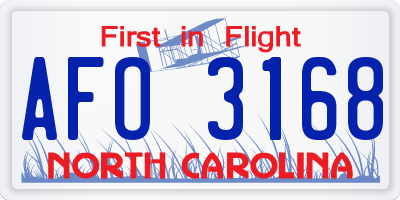 NC license plate AFO3168