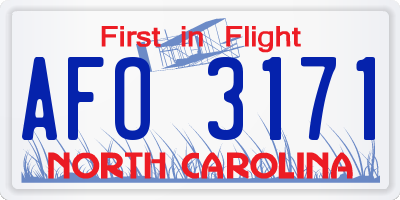 NC license plate AFO3171