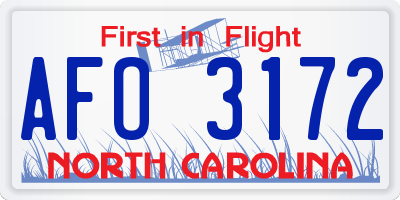 NC license plate AFO3172