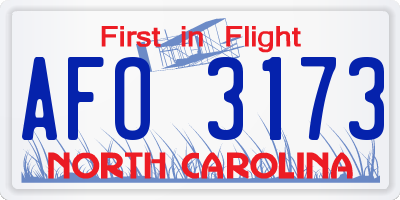 NC license plate AFO3173