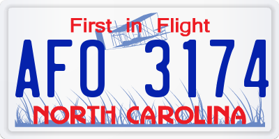 NC license plate AFO3174
