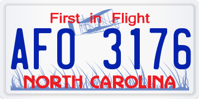 NC license plate AFO3176
