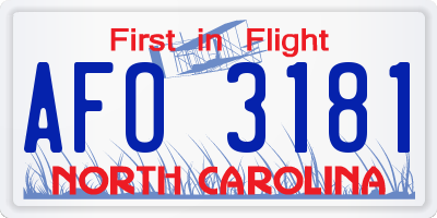 NC license plate AFO3181