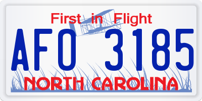 NC license plate AFO3185