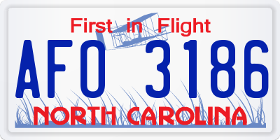 NC license plate AFO3186
