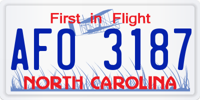 NC license plate AFO3187