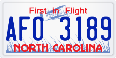 NC license plate AFO3189