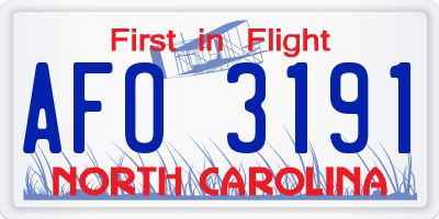 NC license plate AFO3191