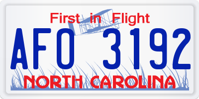 NC license plate AFO3192