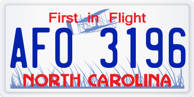 NC license plate AFO3196