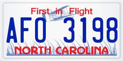 NC license plate AFO3198