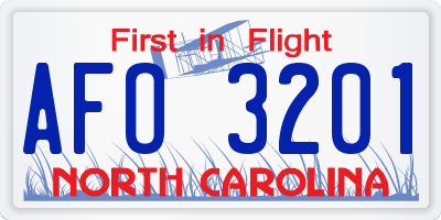 NC license plate AFO3201