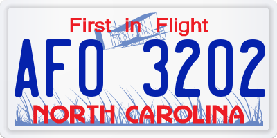 NC license plate AFO3202