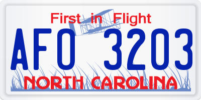 NC license plate AFO3203