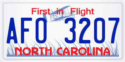 NC license plate AFO3207