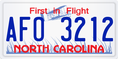 NC license plate AFO3212