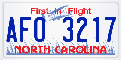 NC license plate AFO3217