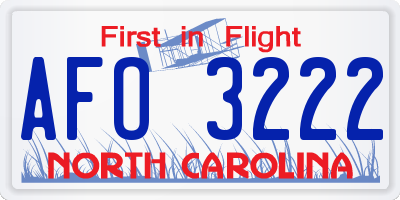 NC license plate AFO3222