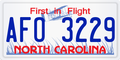 NC license plate AFO3229