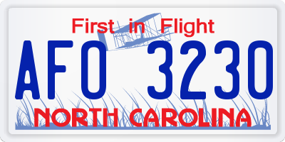 NC license plate AFO3230