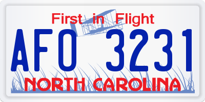 NC license plate AFO3231