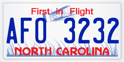 NC license plate AFO3232