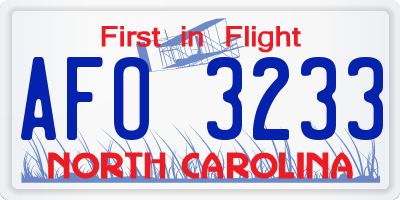 NC license plate AFO3233