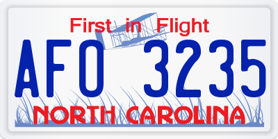 NC license plate AFO3235