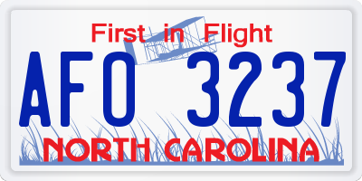 NC license plate AFO3237