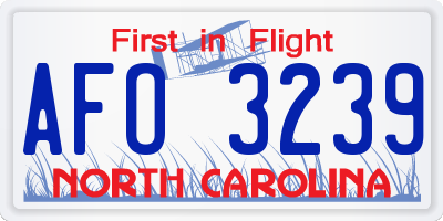 NC license plate AFO3239