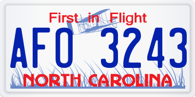 NC license plate AFO3243
