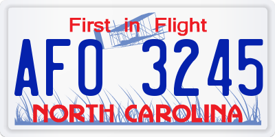 NC license plate AFO3245