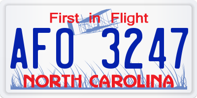 NC license plate AFO3247