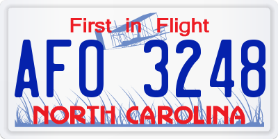 NC license plate AFO3248