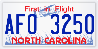 NC license plate AFO3250