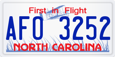 NC license plate AFO3252