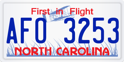 NC license plate AFO3253