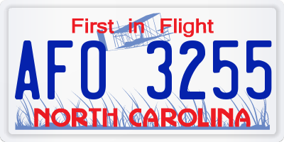 NC license plate AFO3255