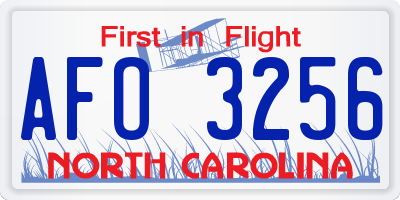 NC license plate AFO3256