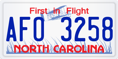 NC license plate AFO3258